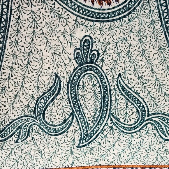 Upholstery Fabric by Concord Border Paisley Green Orange 54" x 42" - Picture 9 of 13